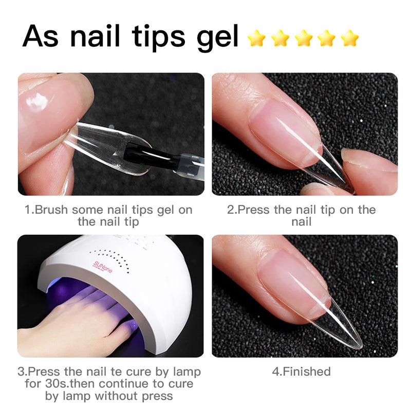 AS 15ML Nail Tips Glue Gel For Falses Nail Tips Fast Extension 3 IN 1 Function Nails Art Transparent Gel Polish Soak Off UV Gel