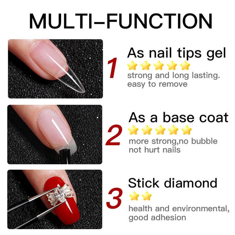 AS 15ML Nail Tips Glue Gel For Falses Nail Tips Fast Extension 3 IN 1 Function Nails Art Transparent Gel Polish Soak Off UV Gel